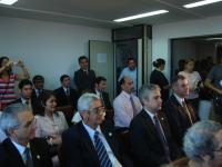 En primera plana, de izquierda a derecha, Diectores de las ONPFs de Brasil, Uruguay y Argentina en ceremonia de firma del nuevo Acuerdo IICA-COSAVE